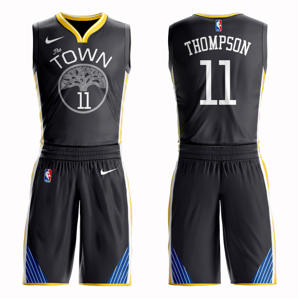 Men 2019 NBA Nike Golden State Warriors 11 Thompson black Customized jersey